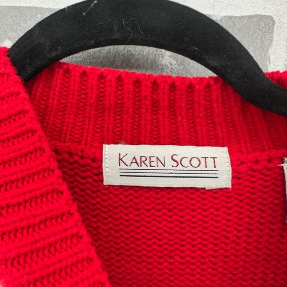 Karen Scott Vintage  Sweater Size M Pullover Crewneck Red Scottie Dog - Picture 7 of 10
